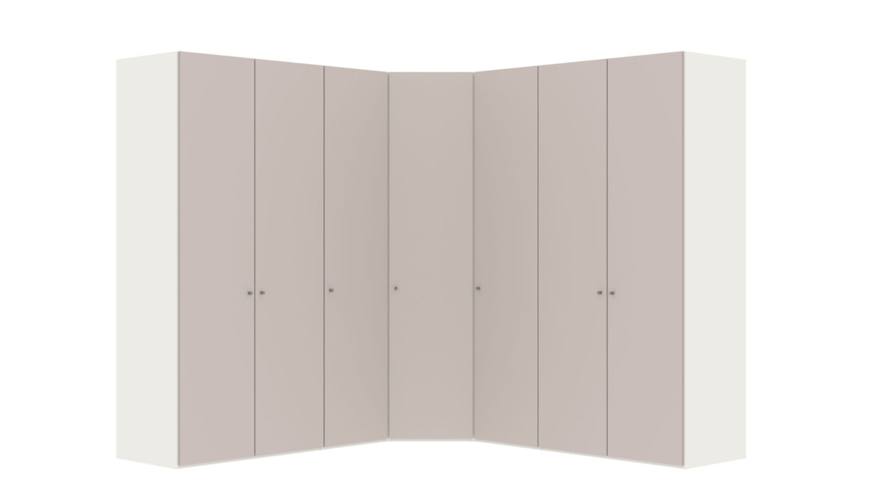 Optimum Eck- Drehtürschrank Glas << Rosa Quartz >> matt