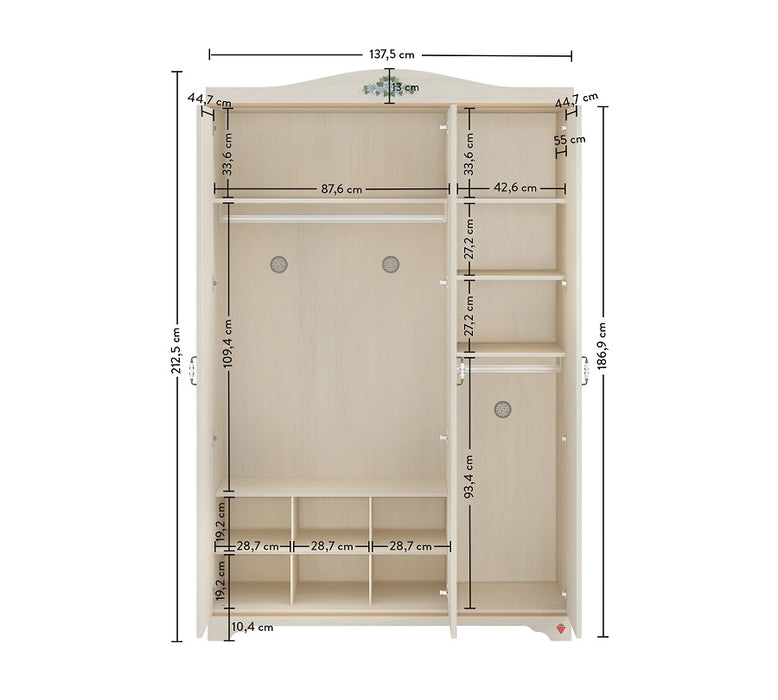 Flora Drehtürenschrank 3-türig mit 2 Schubladen