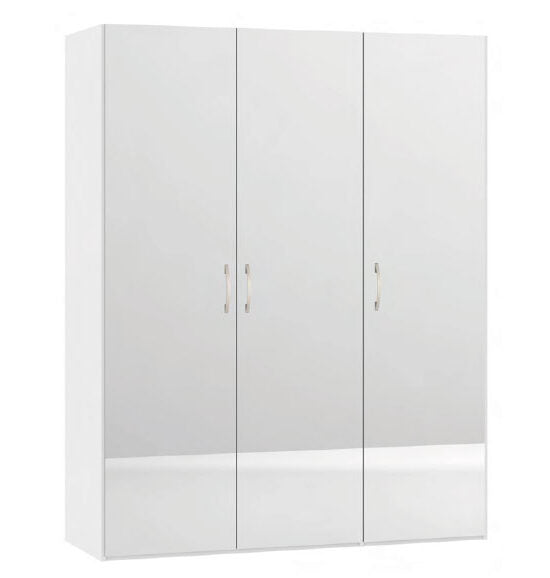 Jutzler Drehschrank 3-Trg. Premiumweiss mit Spiegel H195cm