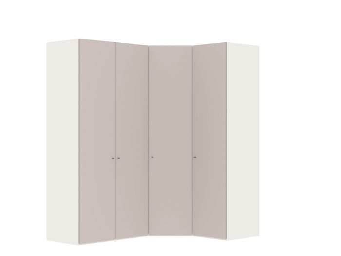 Optimum Eck- Drehtürschrank Glas << Rosa Quartz >> matt