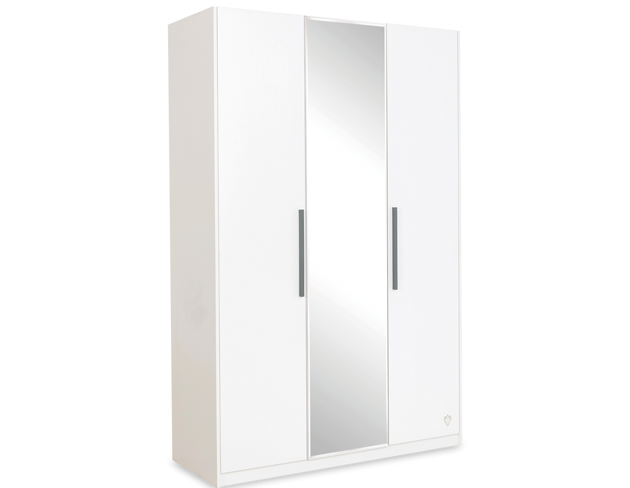 White Drehtürschrank 3-türig Spiegel