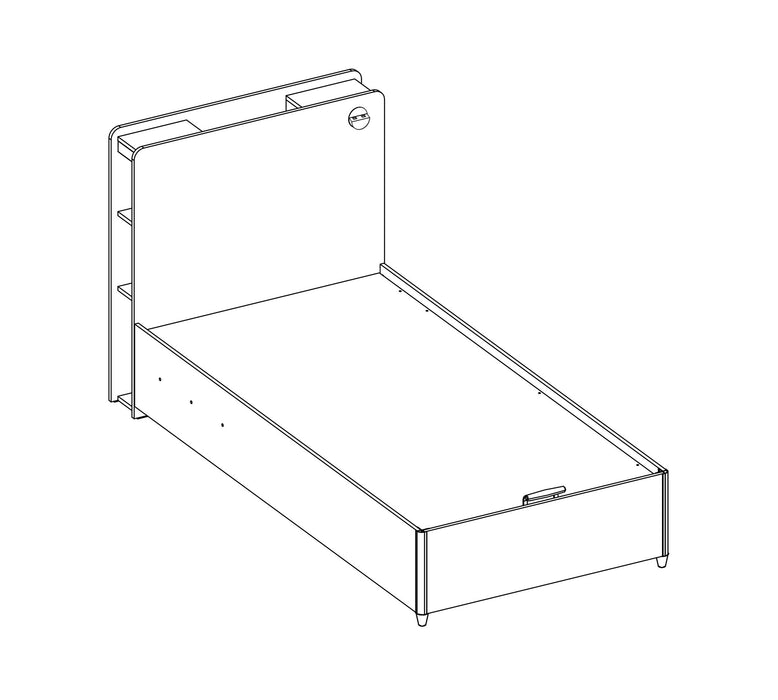 White Stauraumbett 100 x 200 cm mit USB Eingänge